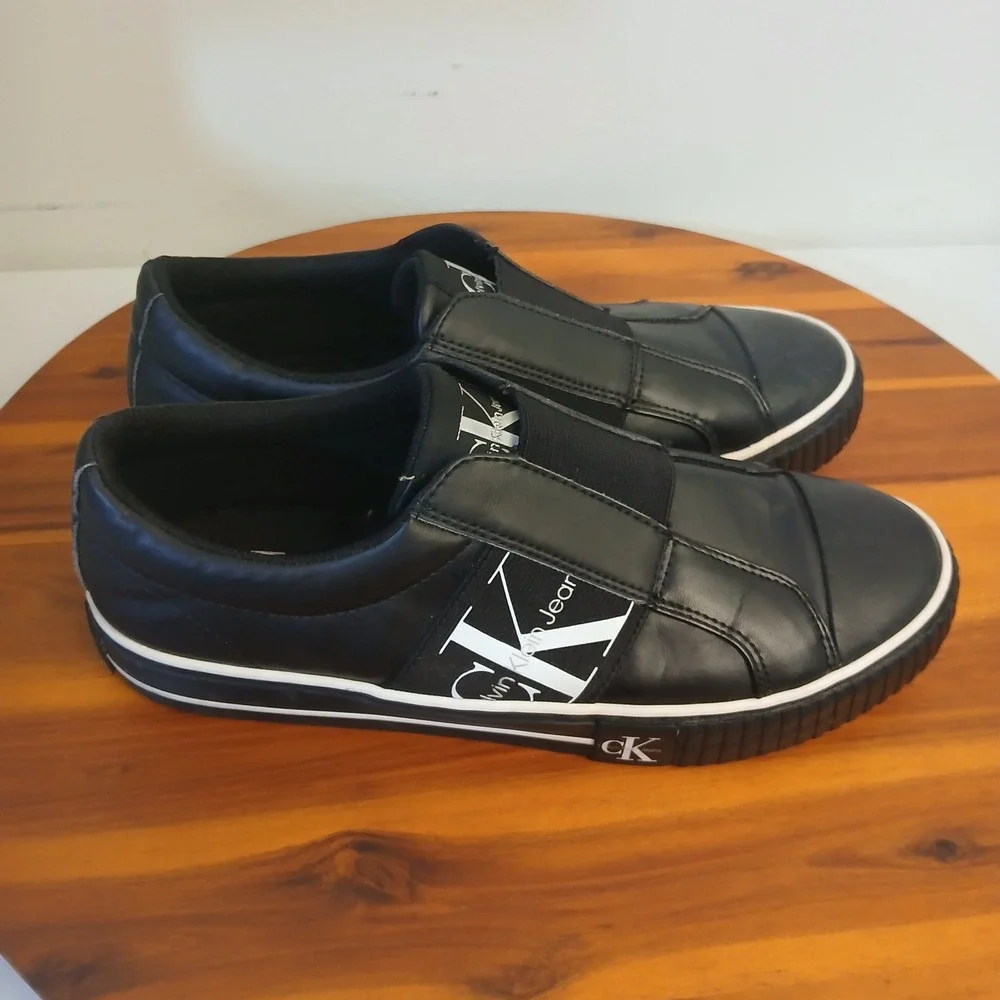 Calvin Klein Slip On Sneakers Mens 7.5‎ Black Slip On Shoes Casual CMRUAN